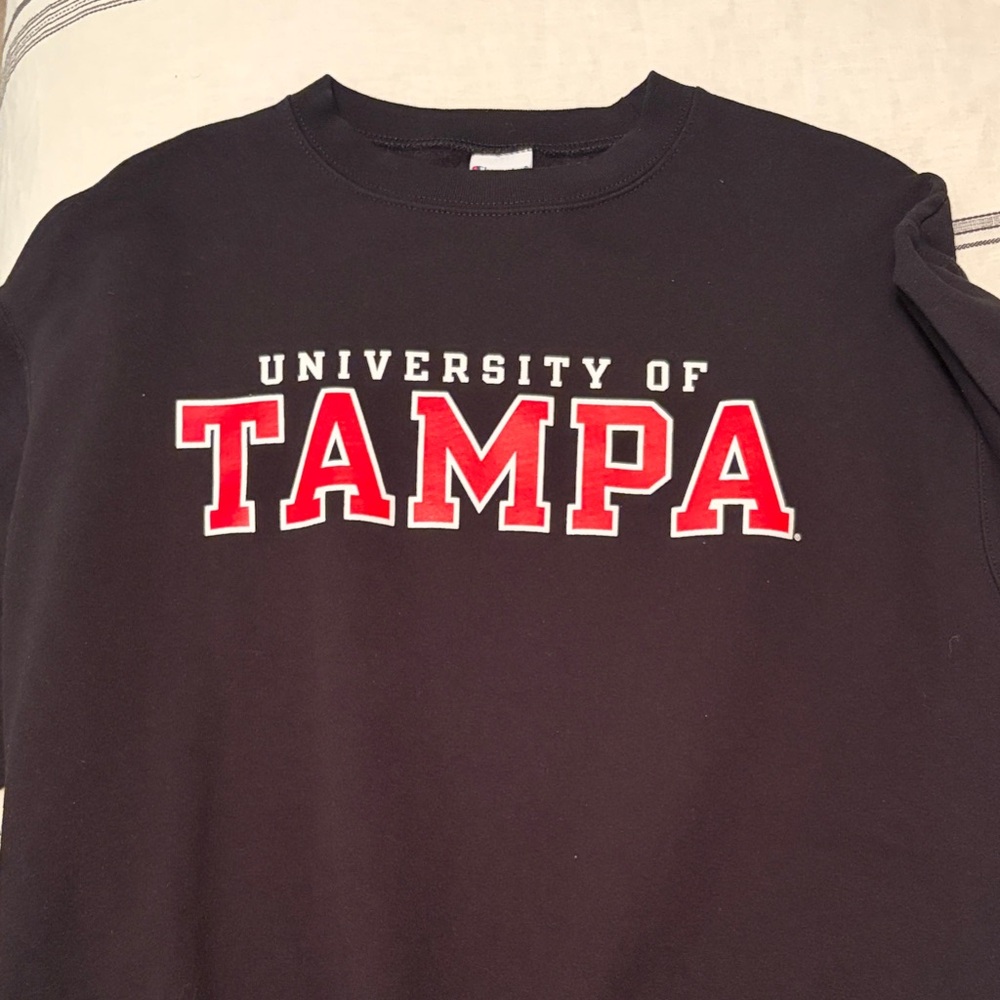 UNIVERSITY OF TAMPA Champion Black Sweatshirt with Red & Blue Logo